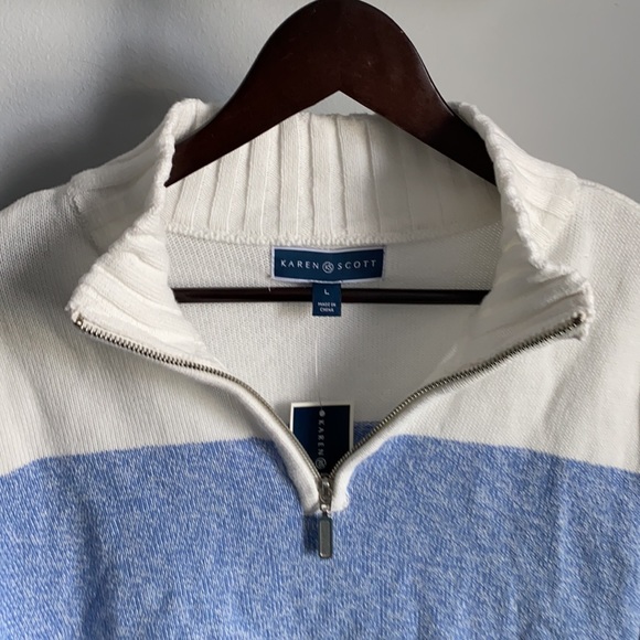 NWT! Karen Scott Ladies Multi Blue 1/4 Zip Sweater - Picture 2 of 6